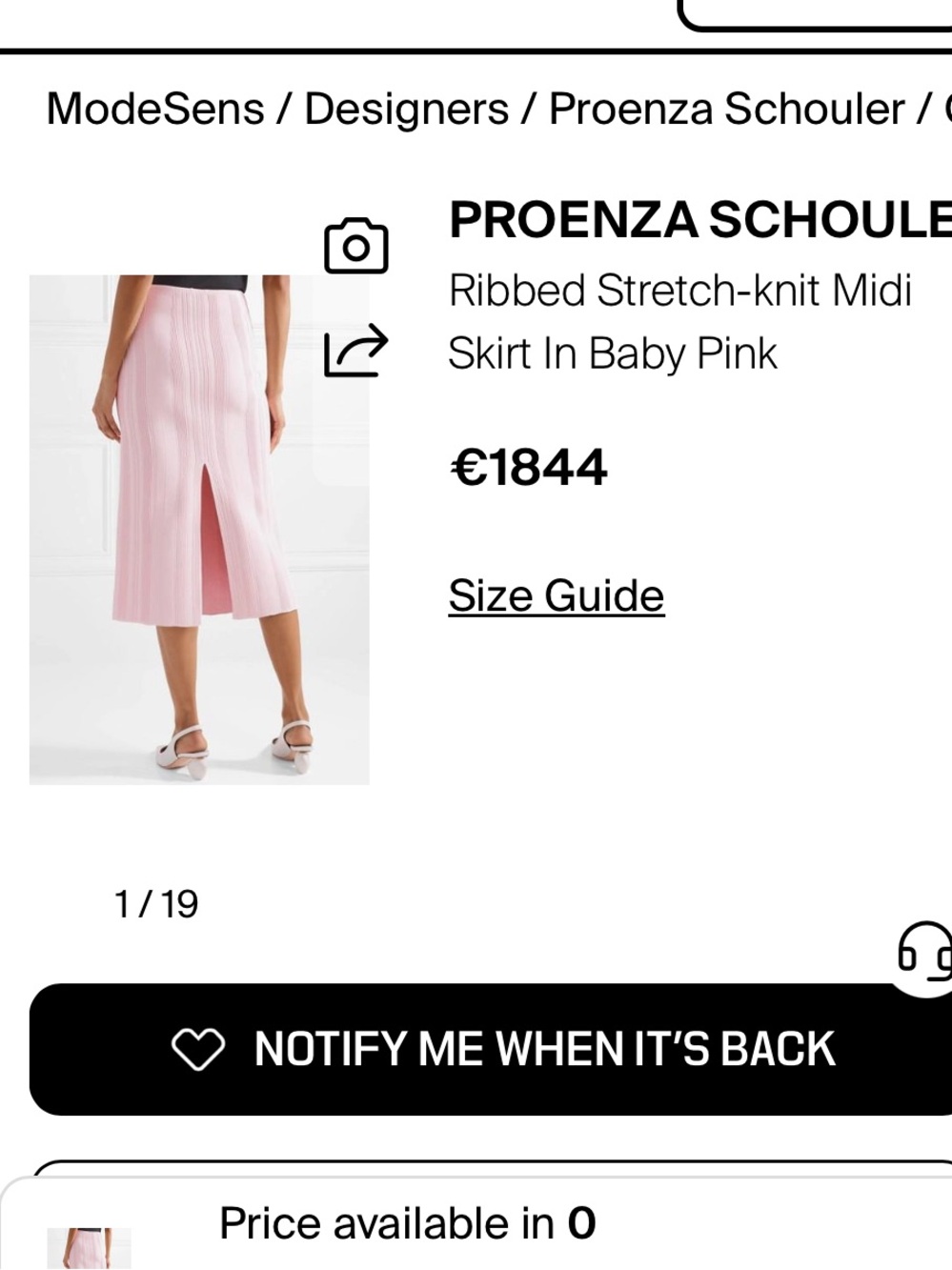 Proenza Schouler RIBBED STRETCH-KNIT MIDI SKIRT IN BABY PINK Sz large NWT - Picture 2 of 13